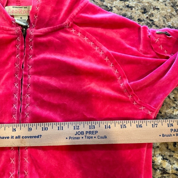 Leo Roma women’s vintage y2k pink velour full zip hoodie size medium - Picture 6 of 6